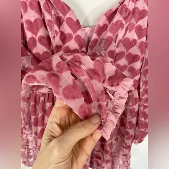 For Love And Lemons Pink Heart Pattern Mini Dress - Picture 5 of 14